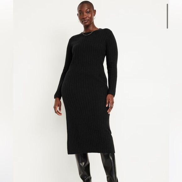 NWT Old Navy SoSoft ribbed sweater black dress size large new with tags - Picture 1 of 11